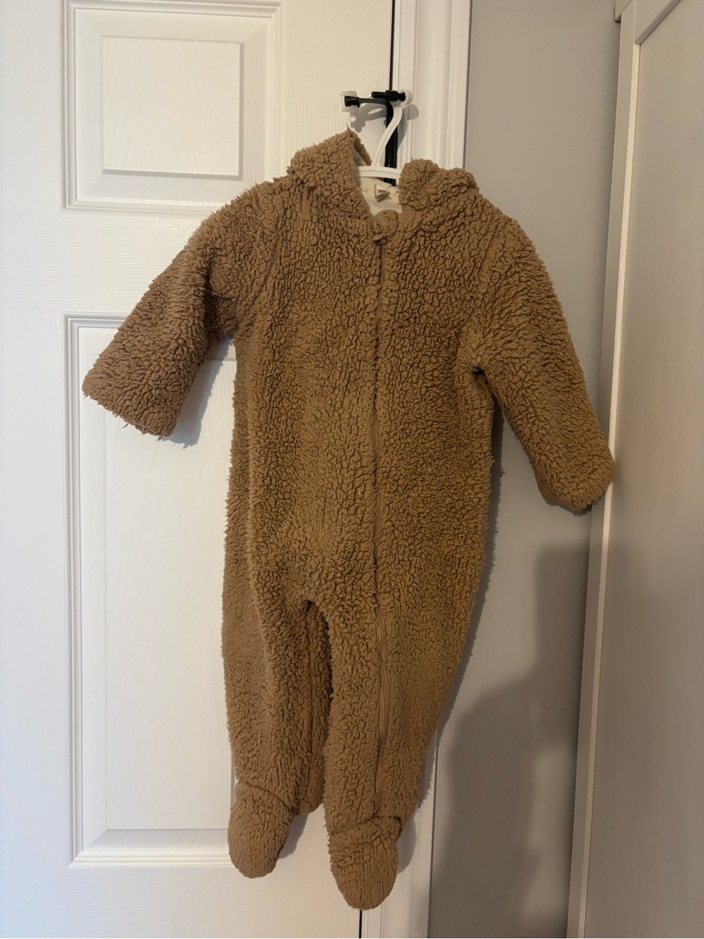 Quincy Mae Cozy Plush Sherpa Baby One-Piece in Brown 12-18 months